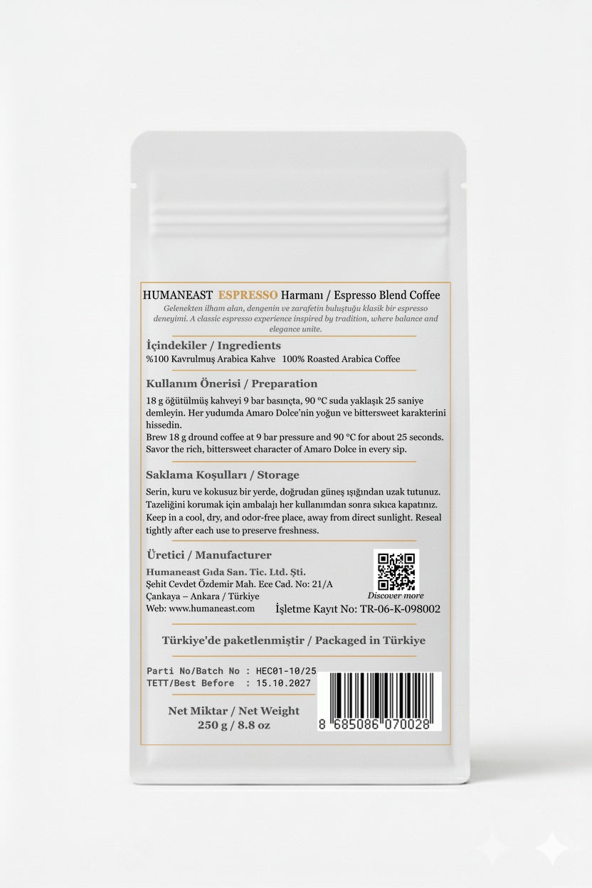 Humaneast Espresso Classico – ürün bilgileri ve içerik etiketi